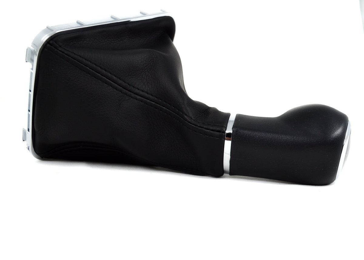 Pommeau de levier de vitesses avec soufflet et embase – 6 vitesses, adapté pour Opel Zafira B (2006), cuir noir avec bagues chromées