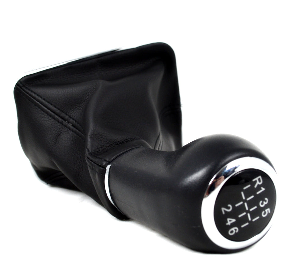Pommeau de levier de vitesses avec soufflet et embase – 6 vitesses, adapté pour Opel Zafira B (2006), cuir noir avec bagues chromées