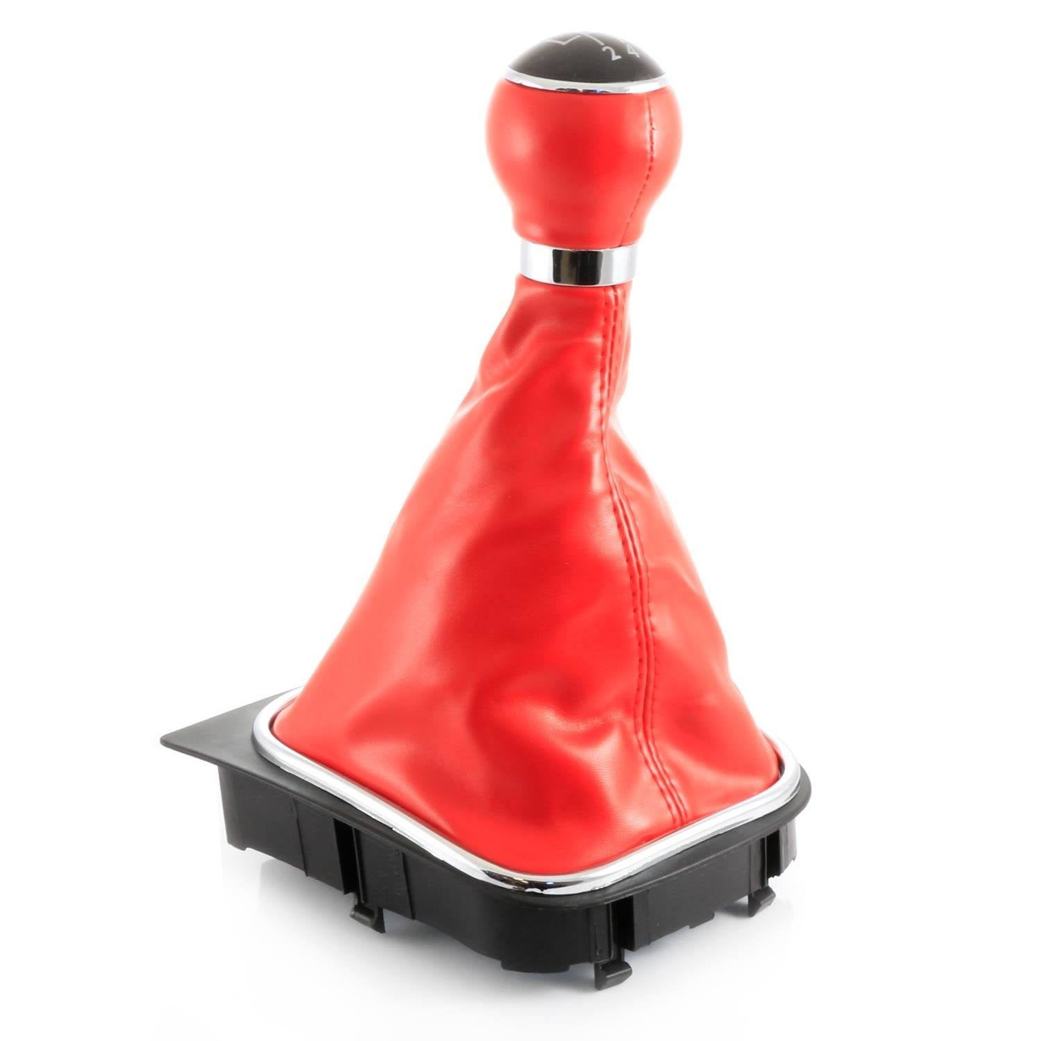 Kit pommeau de levier de vitesses rouge – 5 rapports, soufflet et embase rouges, adapté pour VW Golf 5/6