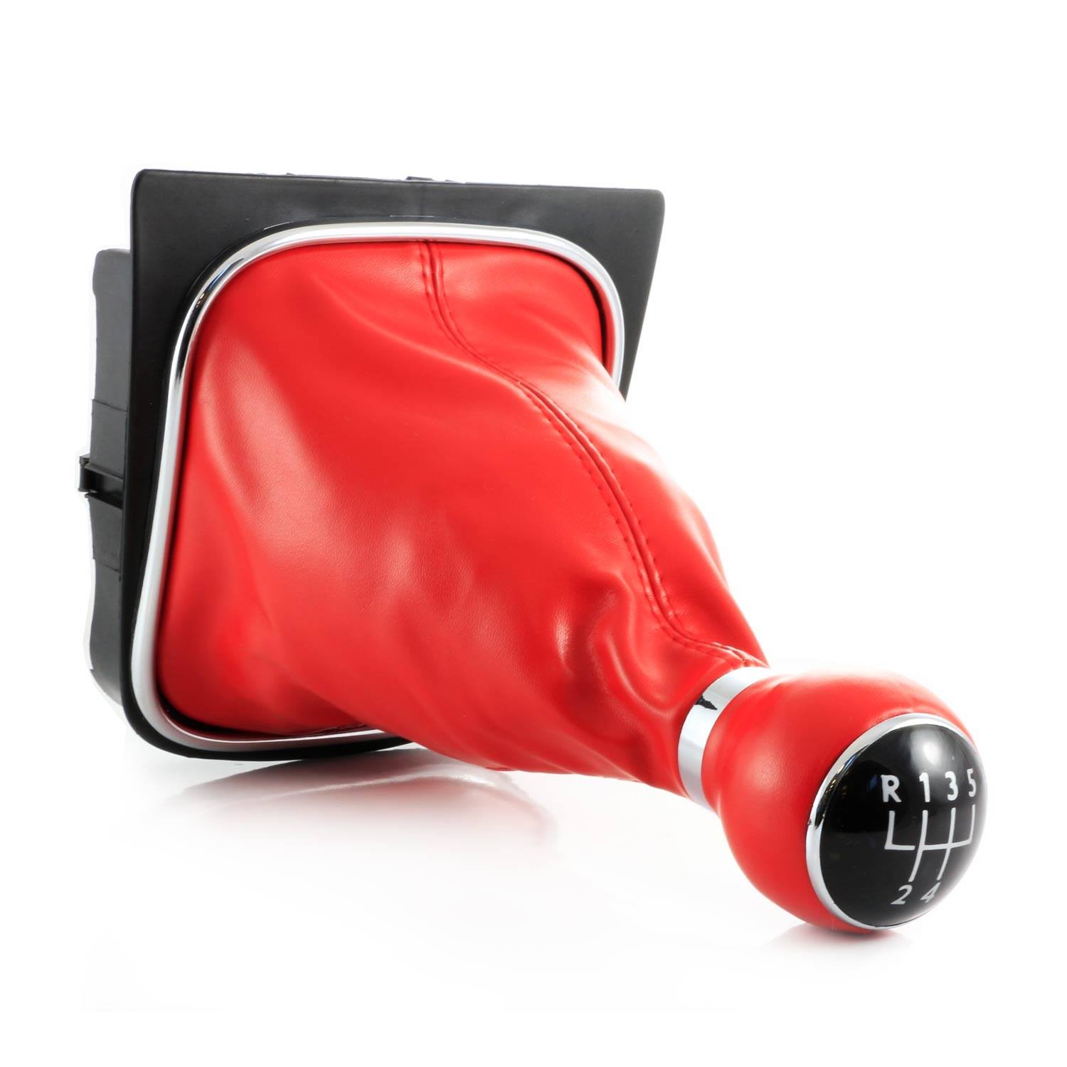 Pommeau de levier de vitesses rouge avec soufflet rouge et embase – 6 vitesses, adapté pour VW Golf 5/6