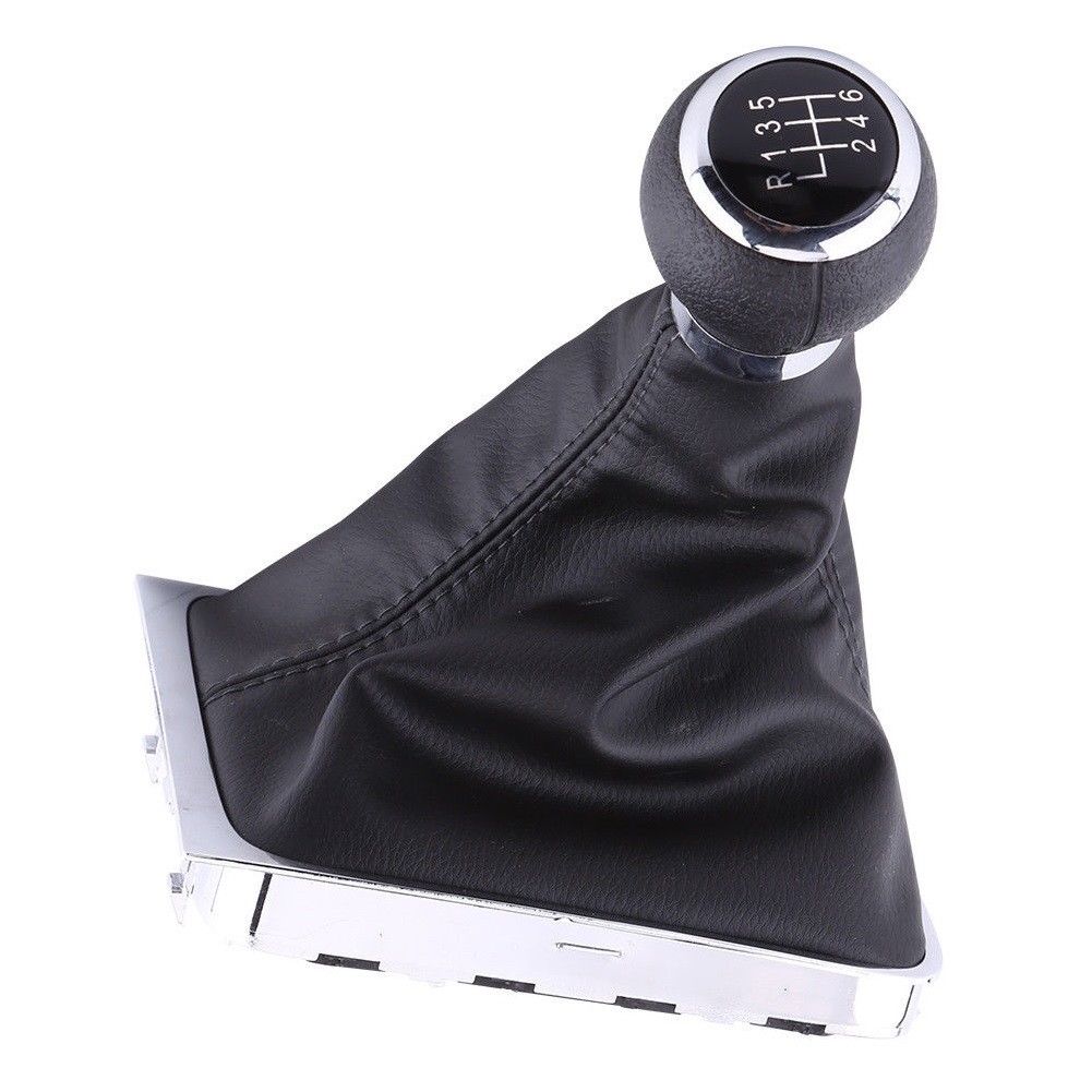 Pommeau de levier de vitesses avec soufflet et embase – 6 rapports (marche arrière avant la 1ère), encadrement chromé, adapté pour VW Passat B6 2005–2012