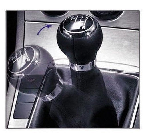 Pommeau de levier de vitesses avec soufflet et embase – 6 rapports (marche arrière avant la 1ère), encadrement chromé, adapté pour VW Passat B6 2005–2012