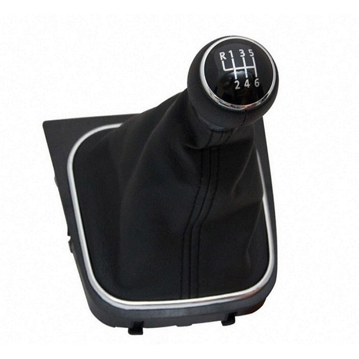 Pommeau de levier de vitesse avec soufflet et embase – 6 rapports, noir, adapté pour VW Golf 5