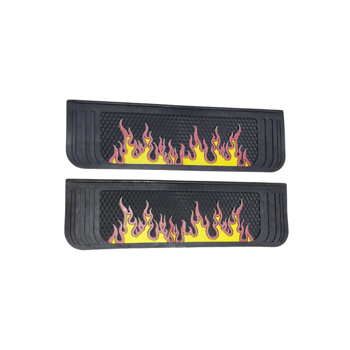 Bavettes noires embossées, motif flamme, 18 x 60 cm, lot de 2