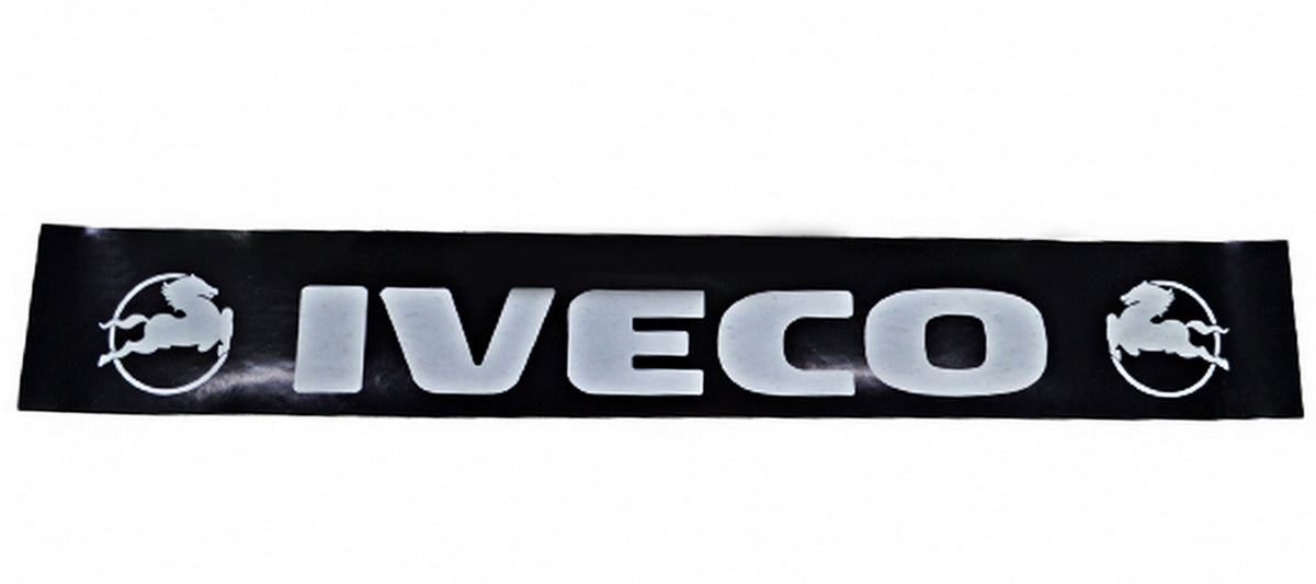 Bavette longue pour remorque, adaptée pour logo Iveco, blanc sur fond noir, 35 x 240 cm