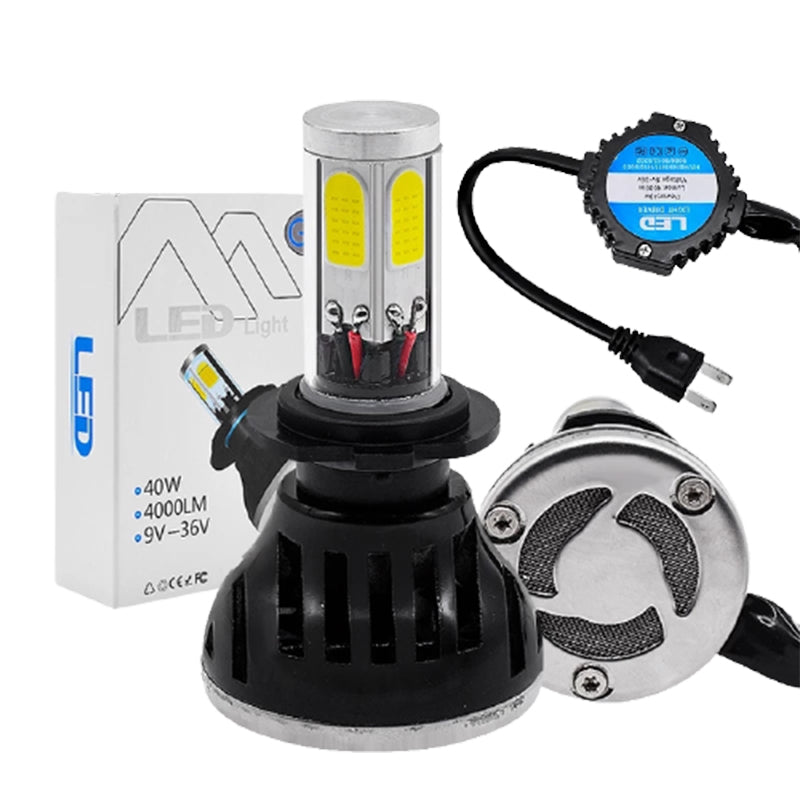 Kit d’ampoules de phare LED, H4 feux de route/croisement, Canbus, 40 W, 4000 lm, 9–36 V
