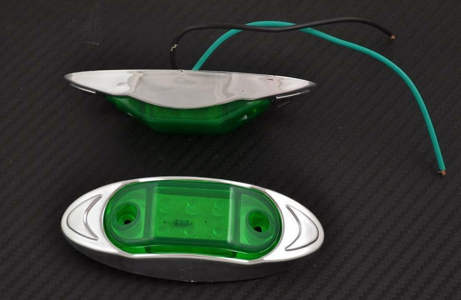 Feu de position LED ovale, 6 LED vertes, lampe de balisage 24 V