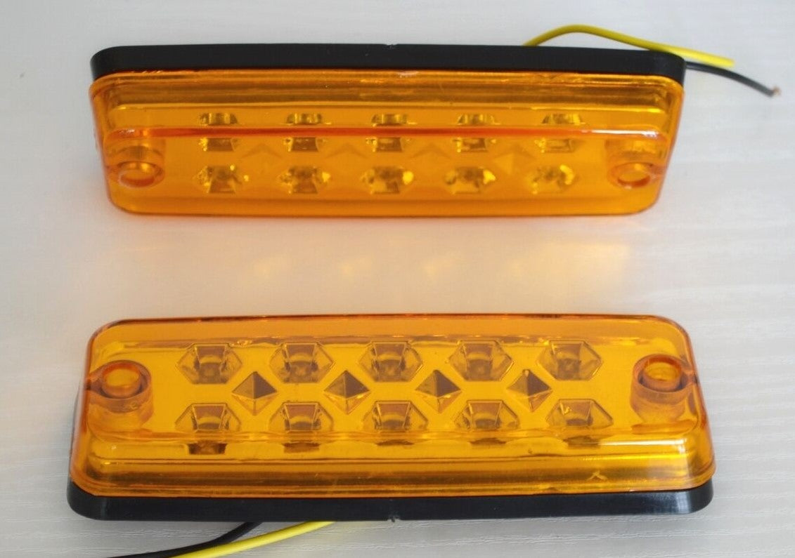 Feu de position latéral LED rectangulaire, 10 diodes, jaune, 24 V