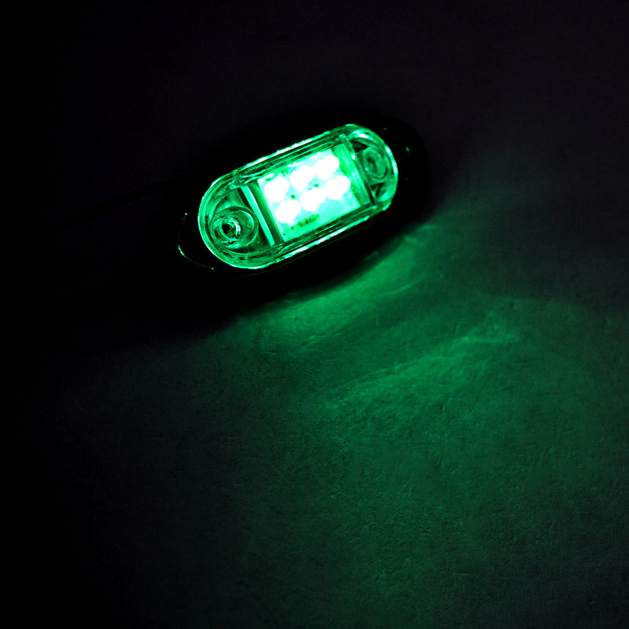 Feu de position LED ovale, 6 diodes LED, lentille blanche à éclairage vert, lampe de position 12 V