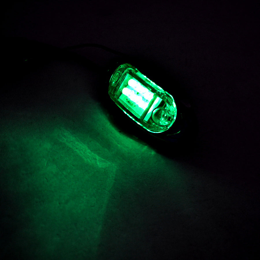 Feu de position LED ovale, 6 diodes LED, lentille blanche à éclairage vert, lampe de position 12 V