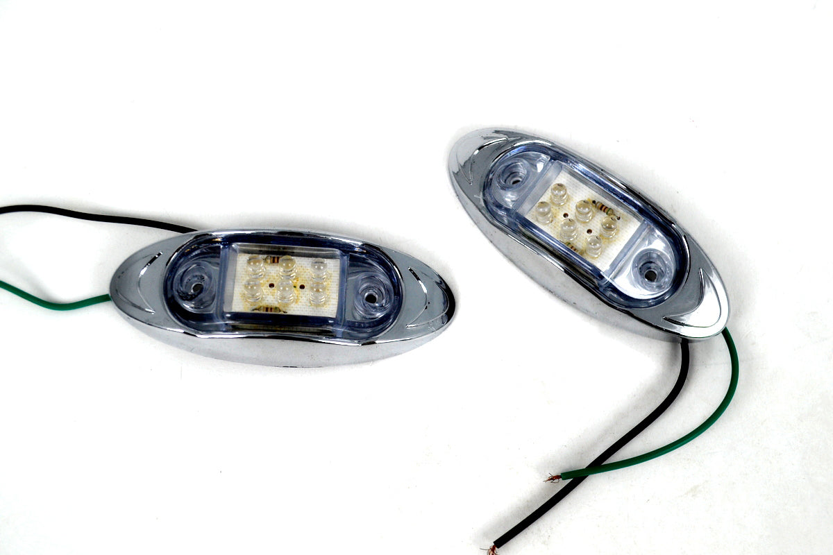 Feu de gabarit LED ovale, 6 diodes, boîtier blanc avec éclairage vert, lampe de position 24 V