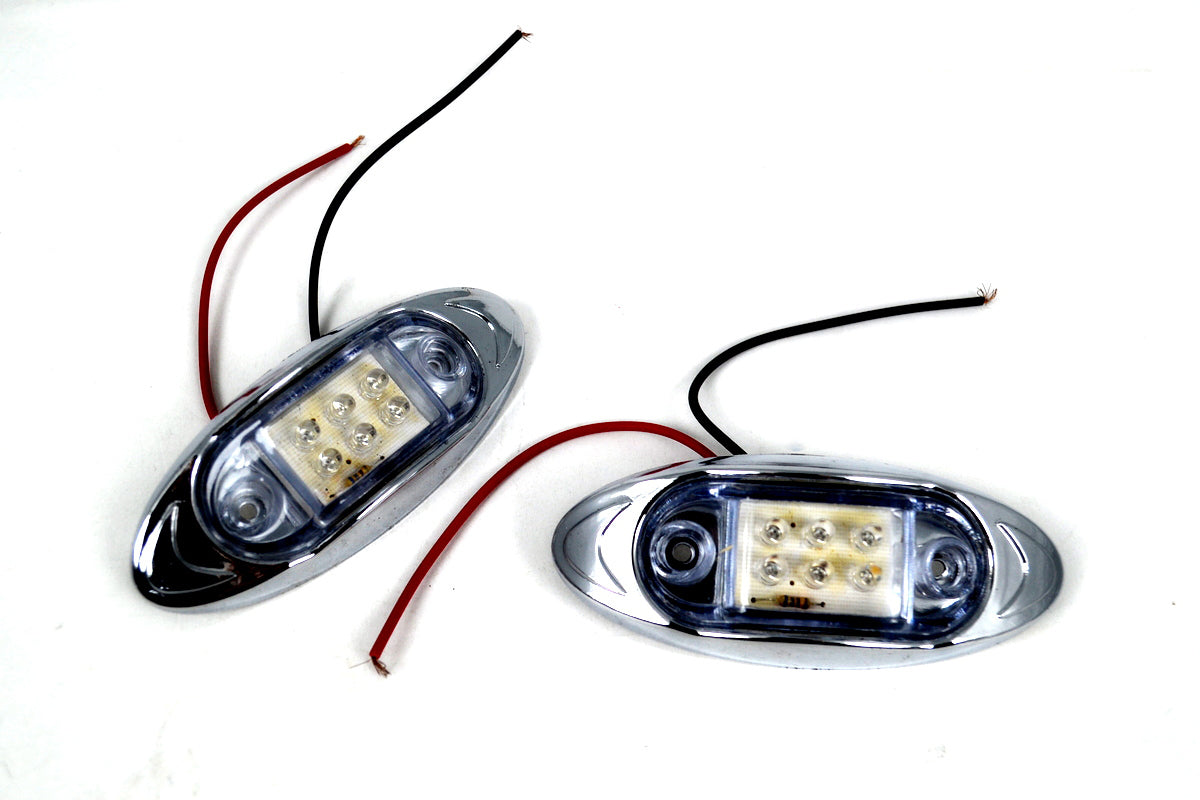 Feu de gabarit LED ovale – 6 diodes blanc avec éclairage rouge 12 V