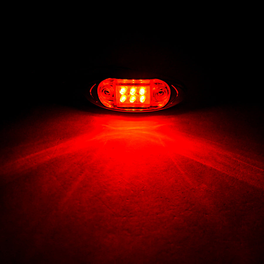 Feu de gabarit LED ovale, 6 diodes, boîtier blanc, feu de position rouge 24V