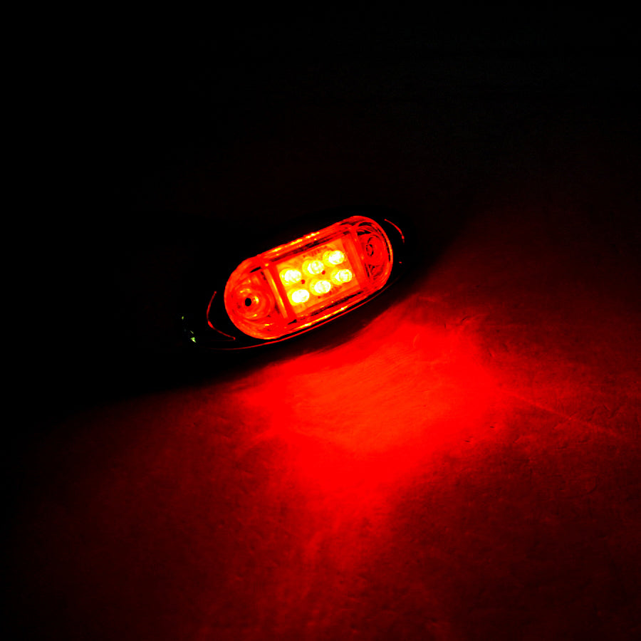 Feu de gabarit LED ovale – 6 diodes blanc avec éclairage rouge 12 V