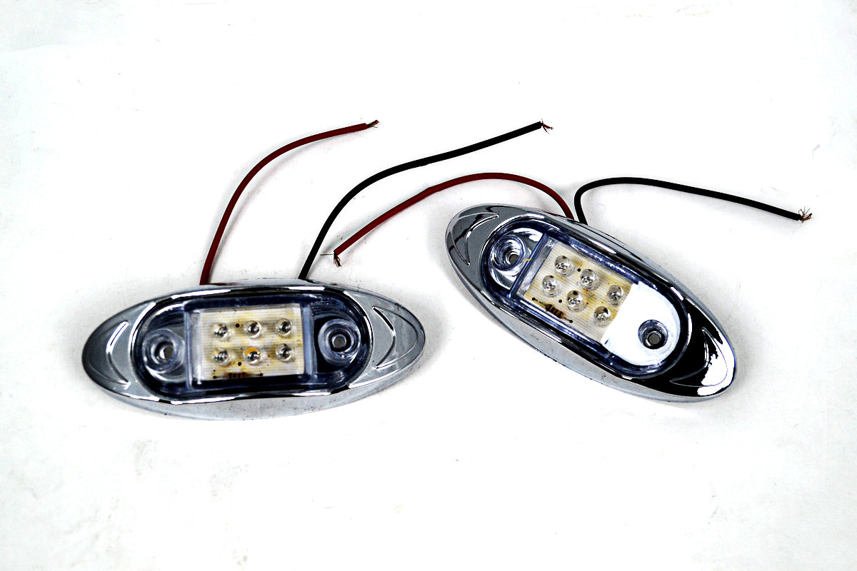 Feu de gabarit LED ovale, 6 diodes, boîtier blanc, feu de position rouge 24V