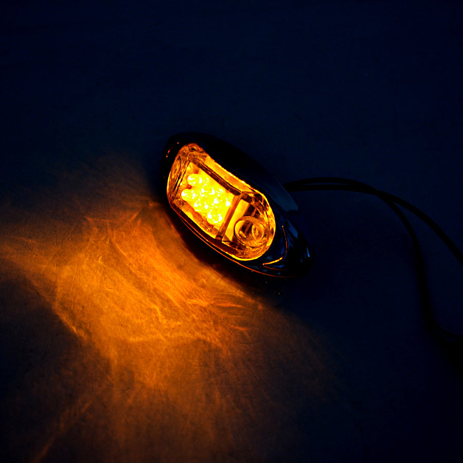 Feu de gabarit LED ovale, 6 diodes, boîtier blanc, lentille ambre, lampe de position 12 V
