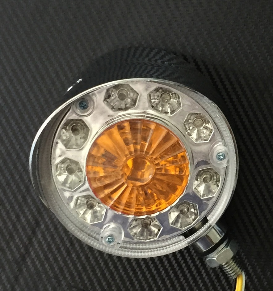 Round Chrome LED Truck Light – 14 LEDs, 24V, White and Yellow