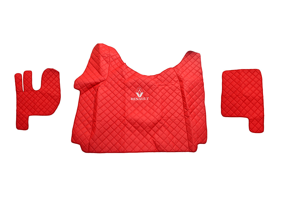 Red Eco Leather Floor Mat – suitable for Renault Gama T Tunnel 2014–2021, With Logo and Inscription