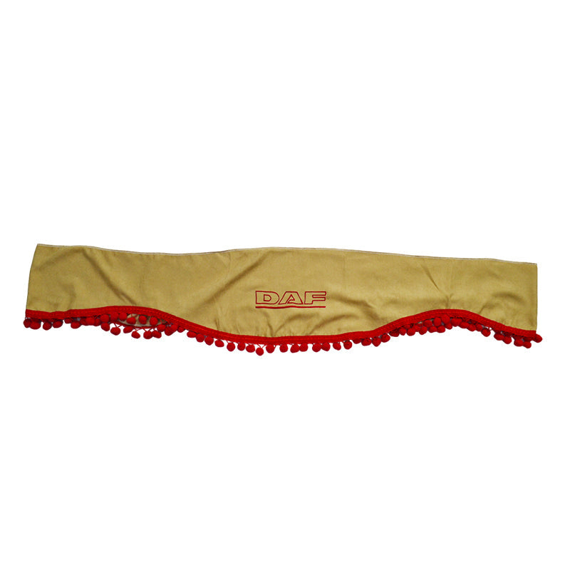 Front Windshield Curtain Suitable for DAF Truck – Single Piece Beige with Red Tassels