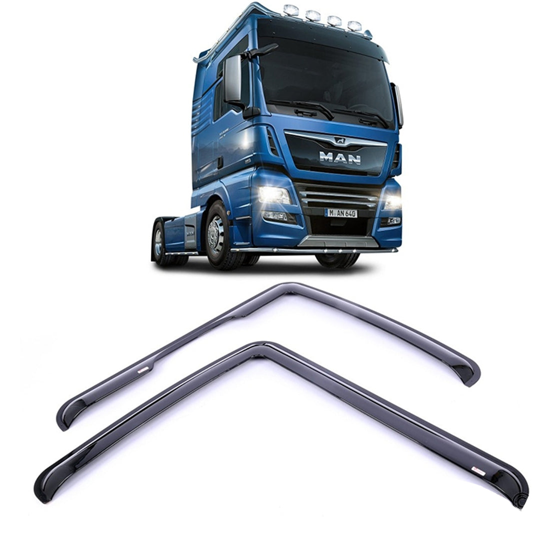 Windabweiser-Set – geeignet für MAN TGA/TGS/TGX Euro 6, ab 2020, schwarz