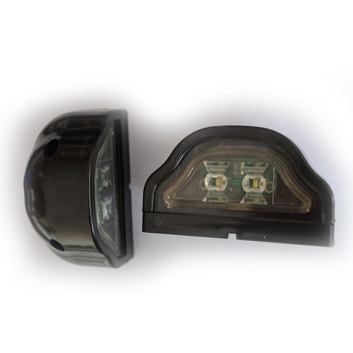 Jeu de feux de plaque d’immatriculation à LED, noirs, grands modèles 12 V, lot de 2