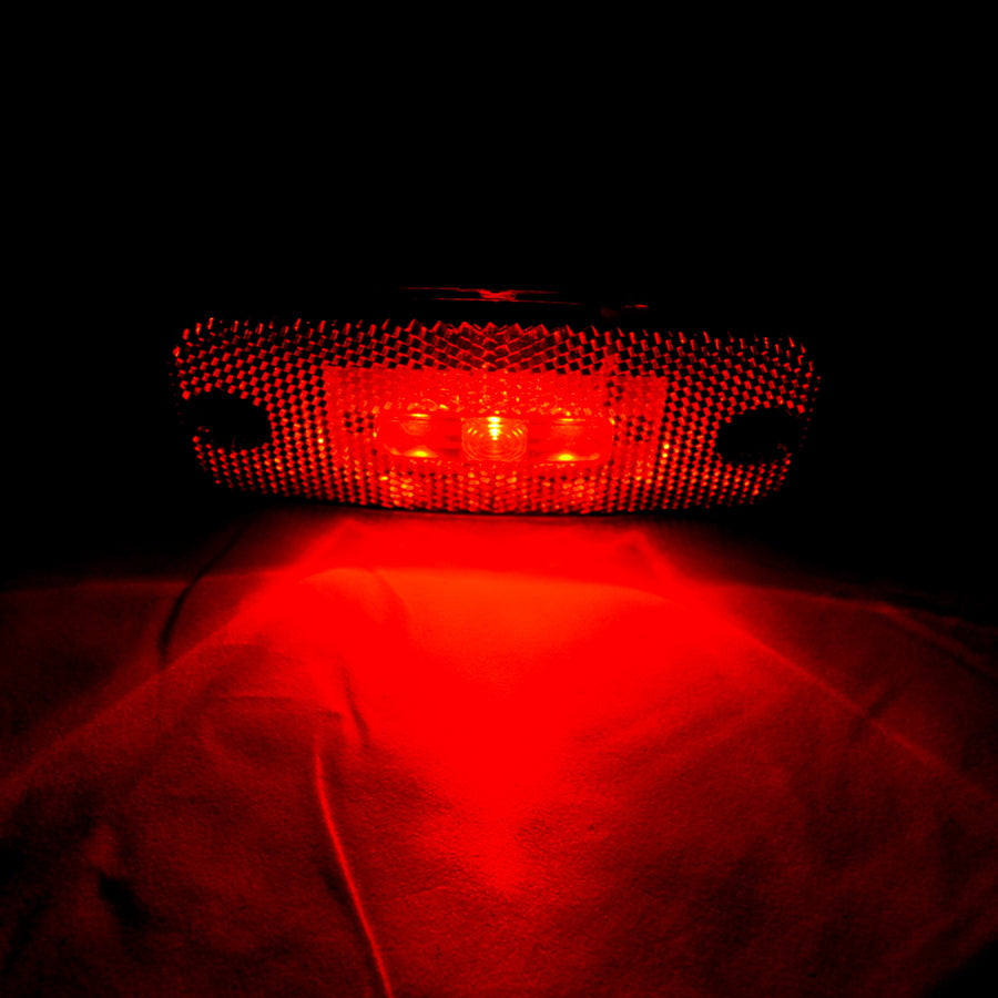 Feu de position latéral LED rouge, 3 diodes, 12/24 V, 110 x 20 x 40 mm, câble 450 mm