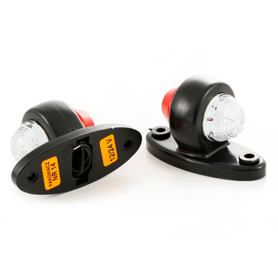 Feu de position LED, boîtier court, blanc/rouge, 12/24 V, 86 x 52 x 44 mm