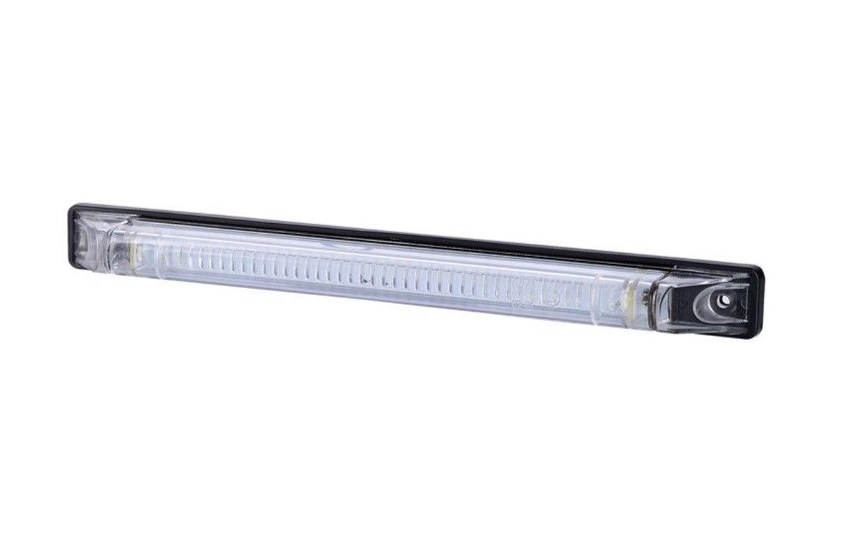 Feu de gabarit LED blanc long, 12/24 V, 250 x 20 x 25 mm, câble 250 mm, lentille blanche