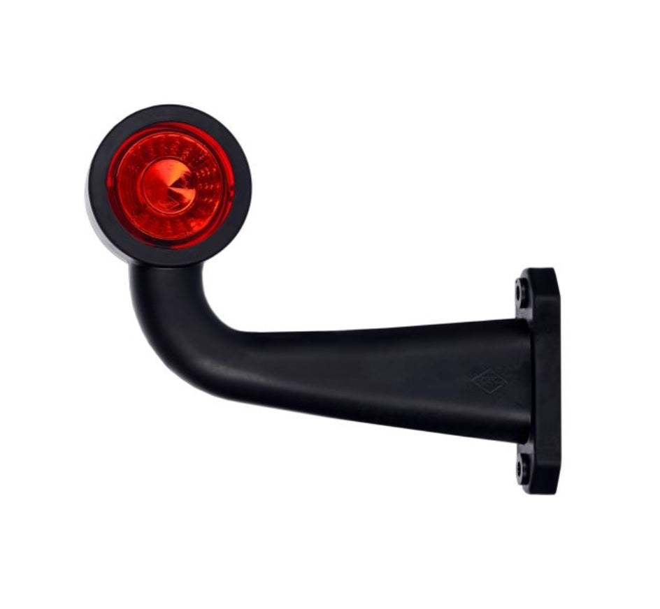 Feu de gabarit latéral long incurvé à LED, gauche, rouge/blanc, 12/24 V