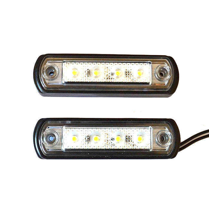 Feu de gabarit LED pour arceau de sécurité, lentille blanche, 12/24 V