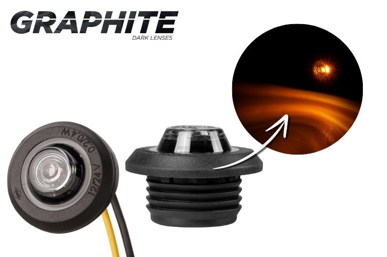 Feu de gabarit LED rond, Yellow Eagle Eye, cabochon fumé, 30 mm, 12/24 V