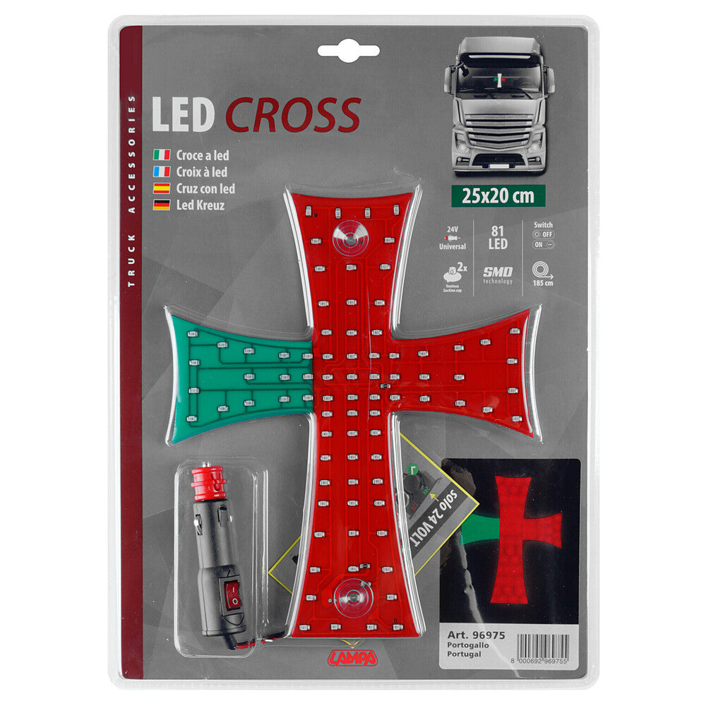 Croix Portugal LED – 24 V, 81 LED pour camions et véhicules utilitaires