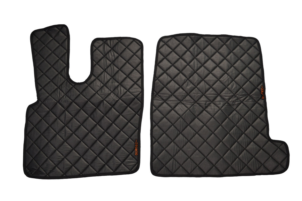 Jeu de 2 tapis de sol noirs en cuir synthétique (éco-cuir) adapté pour DAF 106
