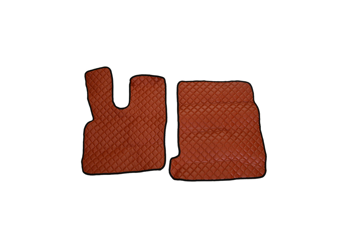 Tapis de sol marron en cuir – jeu de 2 pièces adapté pour DAF 106