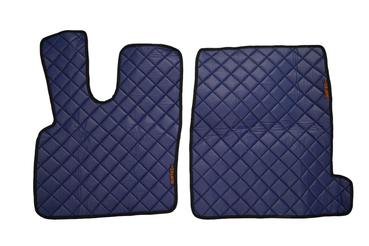 Tapis de sol bleu en cuir synthétique (éco-cuir) – jeu de 2 pièces adapté pour DAF 106