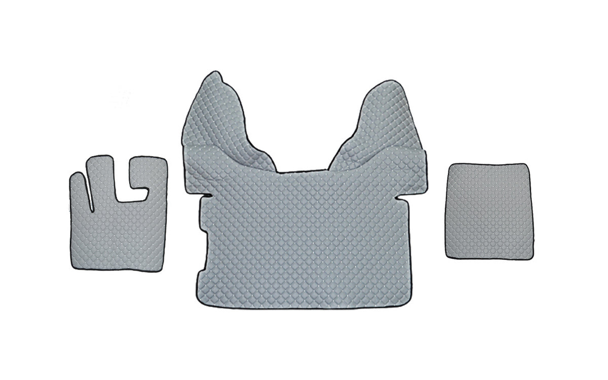 Tapis de sol en cuir synthétique (éco-cuir) gris – adapté pour DAF 105, 2009+