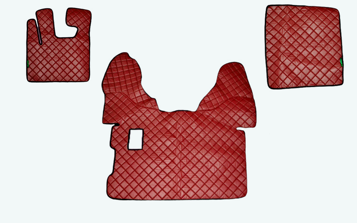 Tapis de sol rouge en cuir synthétique (éco-cuir) – adapté pour DAF 105 boîte manuelle, 2009+