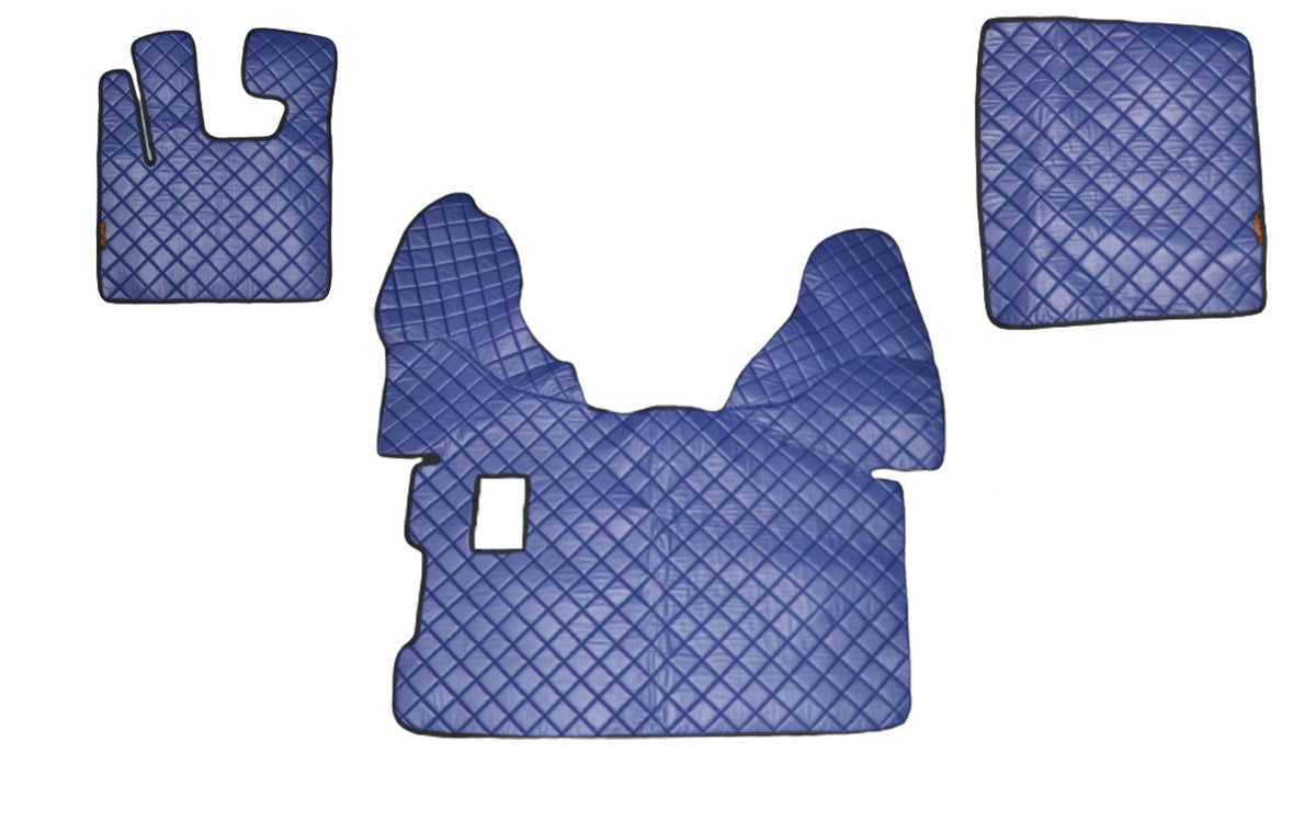Tapis de sol bleu en cuir synthétique (éco-cuir) – adapté pour DAF 105 boîte manuelle, 2009+