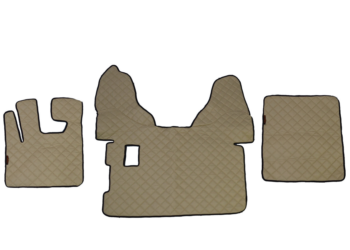 Tapis de sol beige en cuir synthétique (éco-cuir) – adapté pour DAF 105 boîte manuelle, 2009+