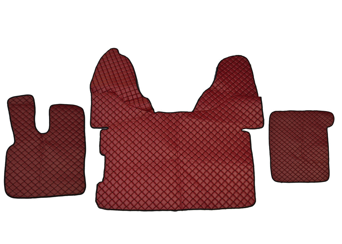 Tapis de sol – cuir synthétique (éco-cuir), bordeaux, adapté pour DAF 106, 2015+
