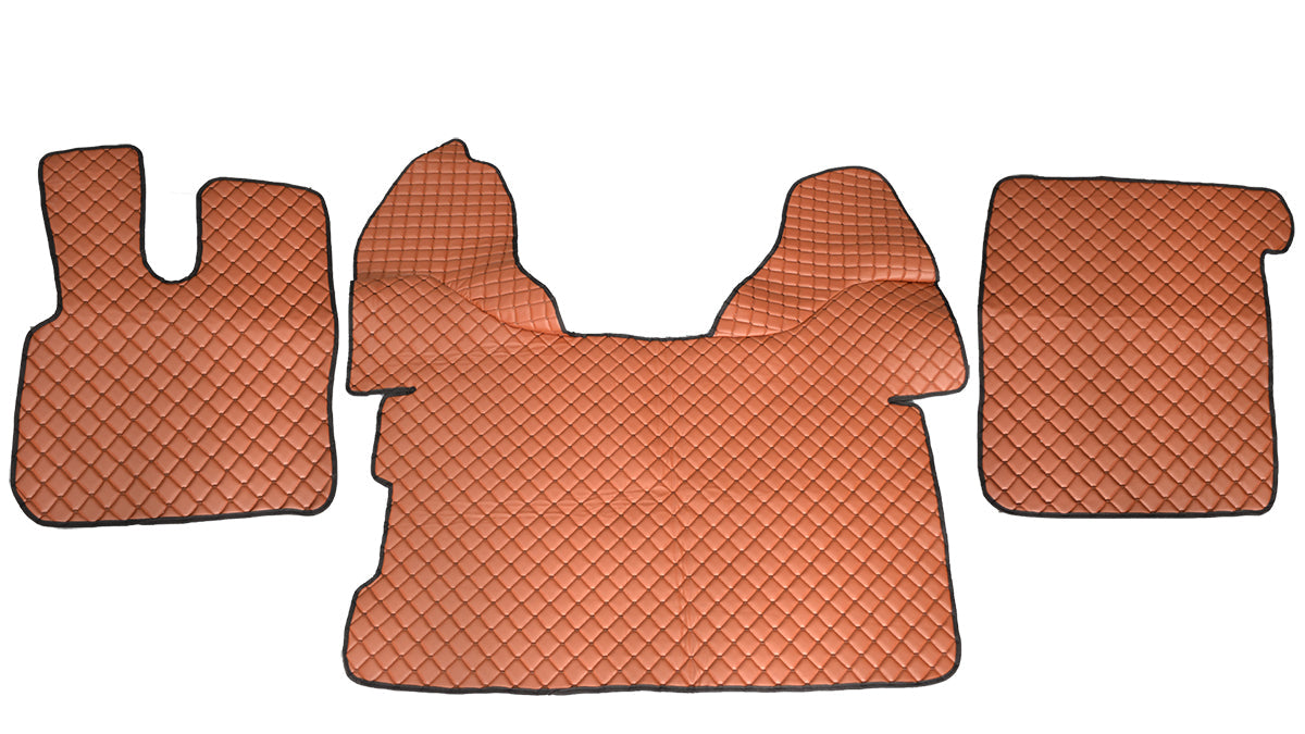Tapis de sol en cuir synthétique (éco-cuir) marron – adaptés pour DAF XF 106, antidérapants, 2014+