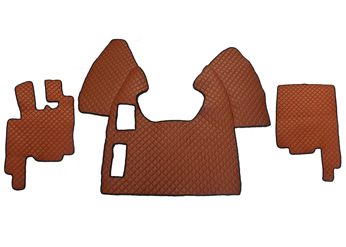 Tapis de sol en cuir synthétique (éco-cuir) marron – adaptés pour DAF 95 boîte manuelle