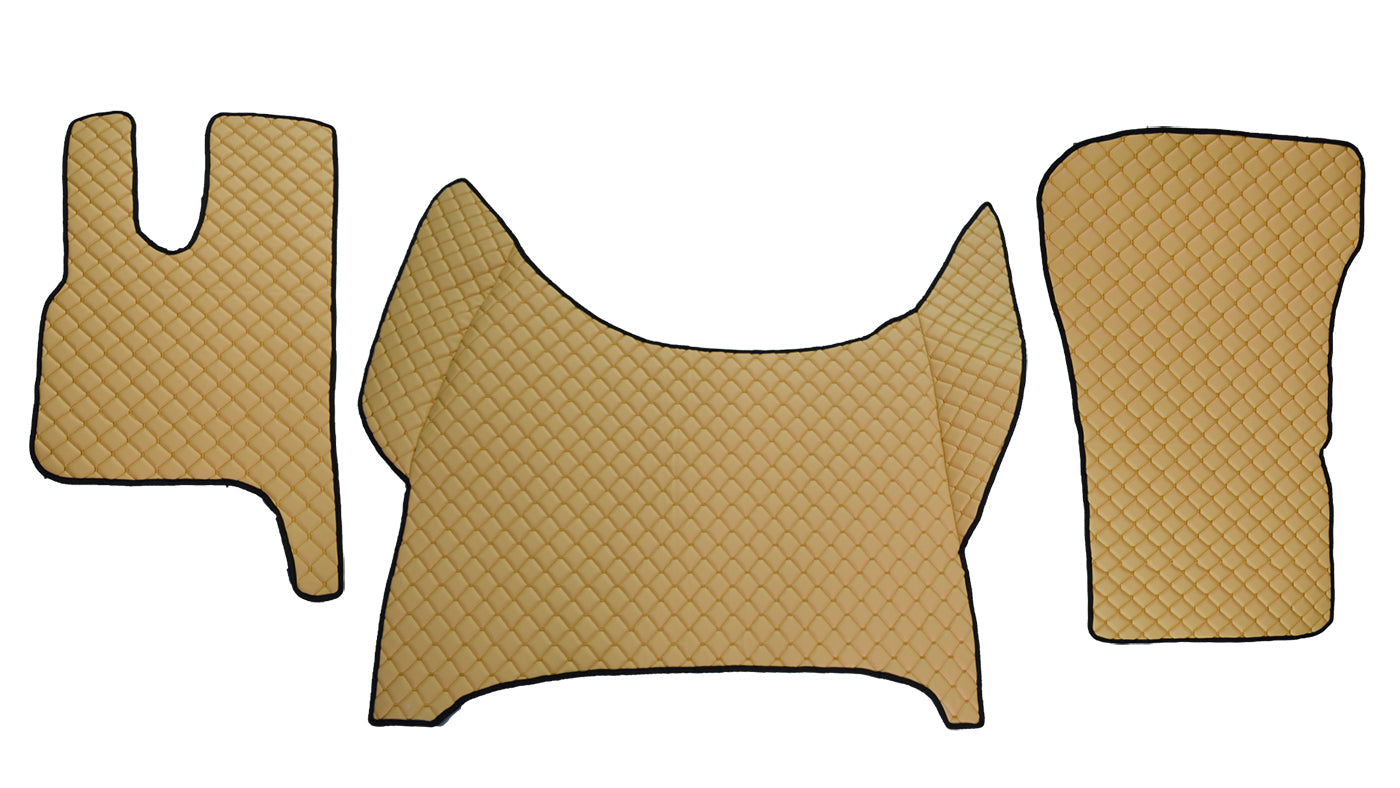Tapis de sol beige en cuir synthétique (éco-cuir) – adaptés pour cabine de camion DAF XF 2021+
