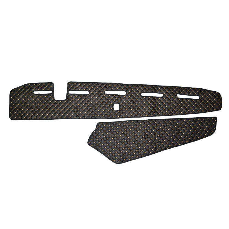 Tapis de tableau de bord – cuir synthétique (éco-cuir), noir avec surpiqûres jaunes, adapté pour Volvo FH4 avec capteur, 2013+