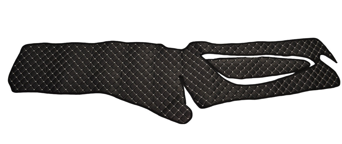 Dashboard Mat – Eco Leather, suitable for Scania R 2017+, Black with White Stitching