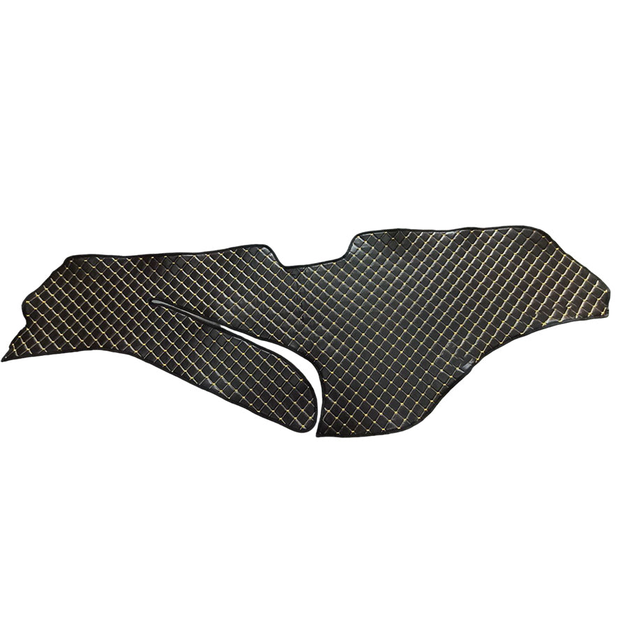 Tapis de tableau de bord en cuir noir – surpiqûres jaunes, adapté pour DAF XF/XG/XG+, 2021+