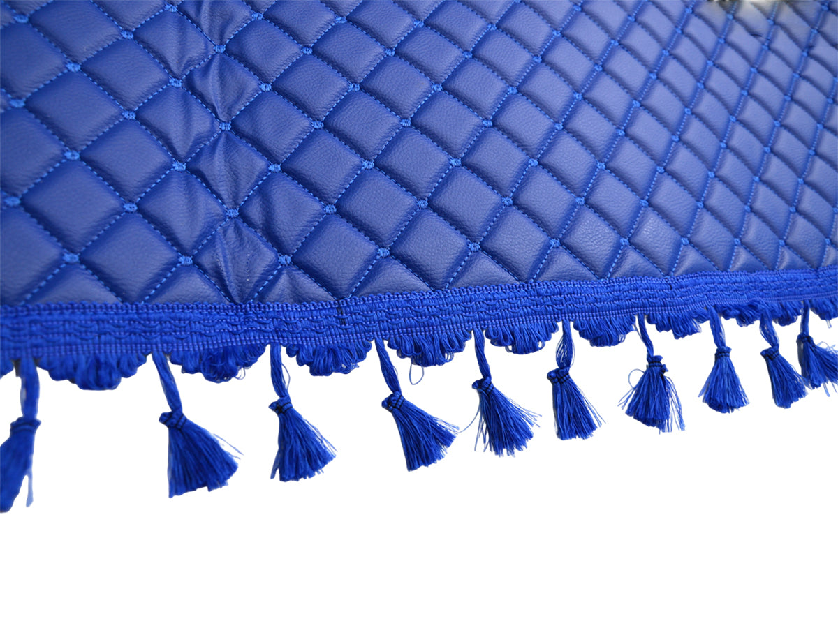 Tapis de tableau de bord bleu – cuir synthétique (éco-cuir) avec franges adapté pour MAN TGA 2002–2005