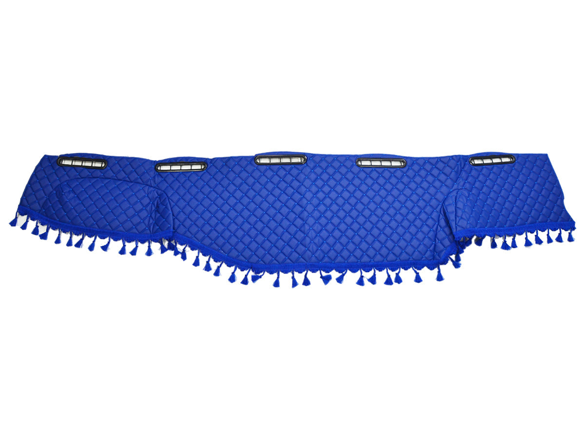 Tapis de tableau de bord bleu – cuir synthétique (éco-cuir) avec franges adapté pour MAN TGA 2002–2005