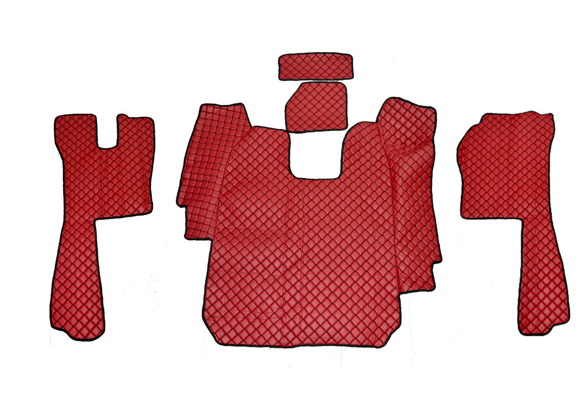 Πατάκια δαπέδου από τεχνητό δέρμα (eco leather) – κατάλληλο για Scania R 2004–2010 αυτόματο, μπορντό