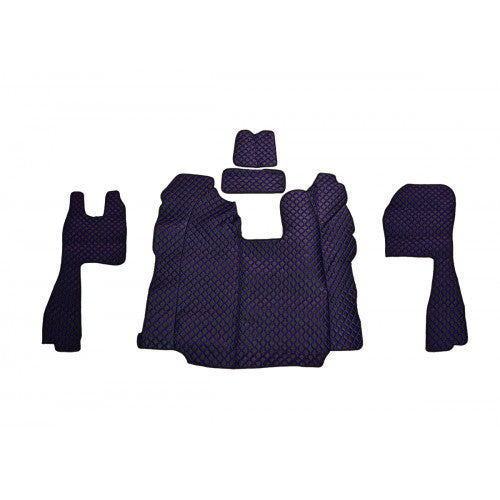 Σετ δερμάτινων πατακιών δαπέδου – κατάλληλο για Scania R με κανονικά καθίσματα, αυτόματο κιβώτιο ταχυτήτων, μαύρο με μπλε ραφές, 2010–2019